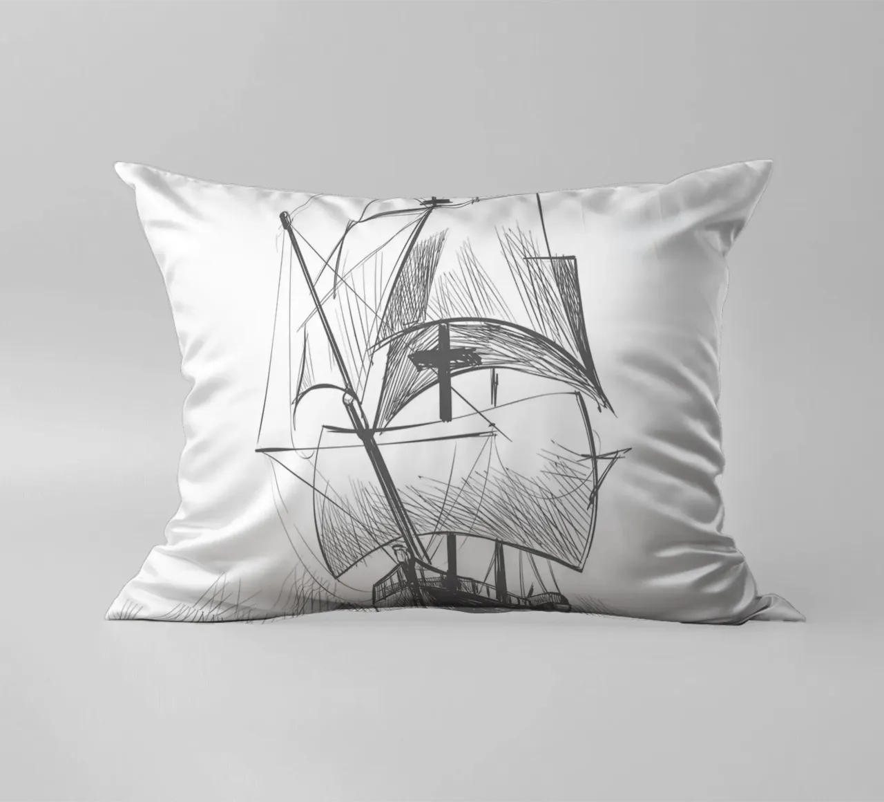 Sailing ship decorative cushion by Urban Art Draw