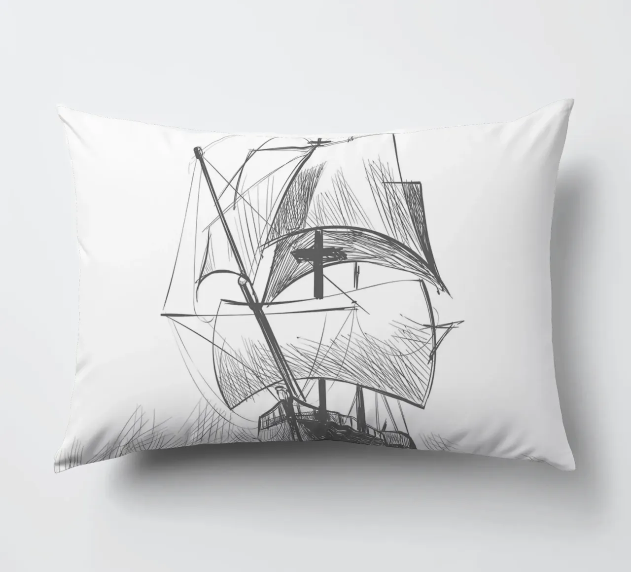 Sailing ship decorative cushion by Urban Art Draw
