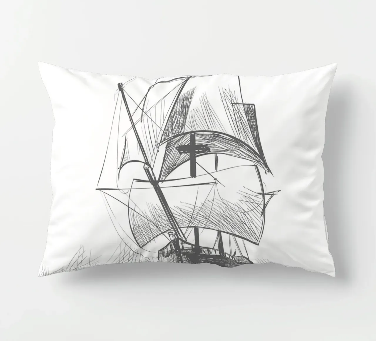 Sailing ship decorative cushion by Urban Art Draw