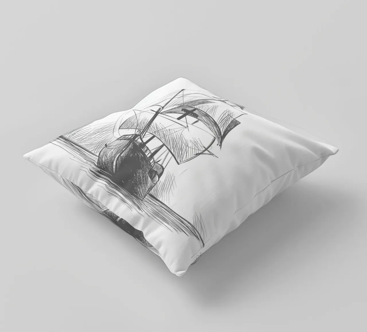 Sailing ship decorative cushion by Urban Art Draw