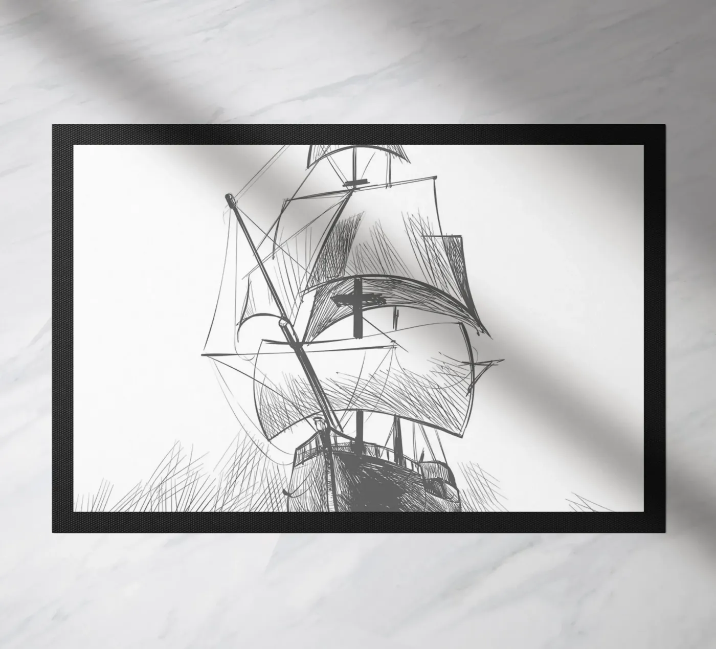 Sailing ship doormat by Urban Art Draw