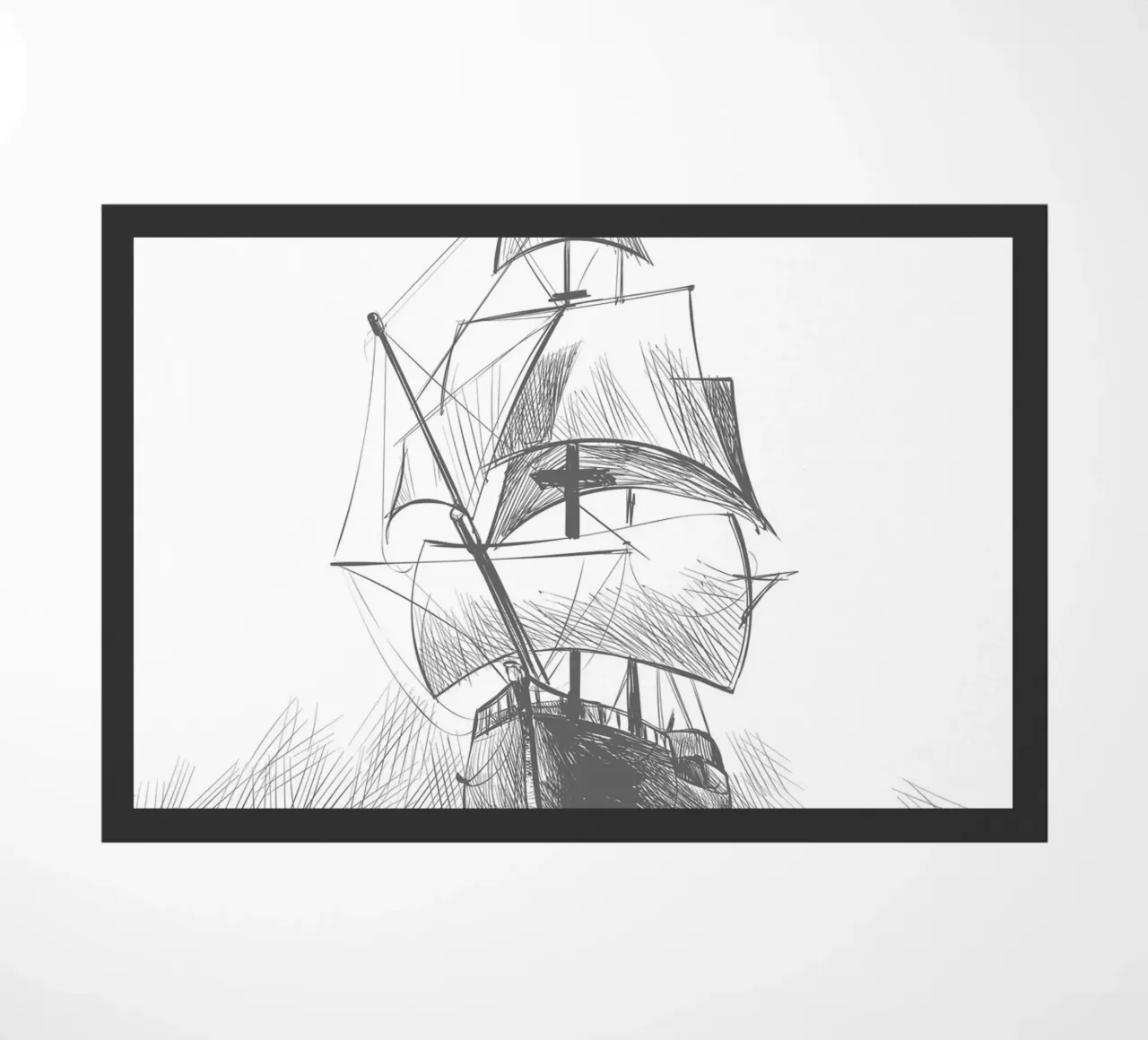 Sailing ship doormat by Urban Art Draw