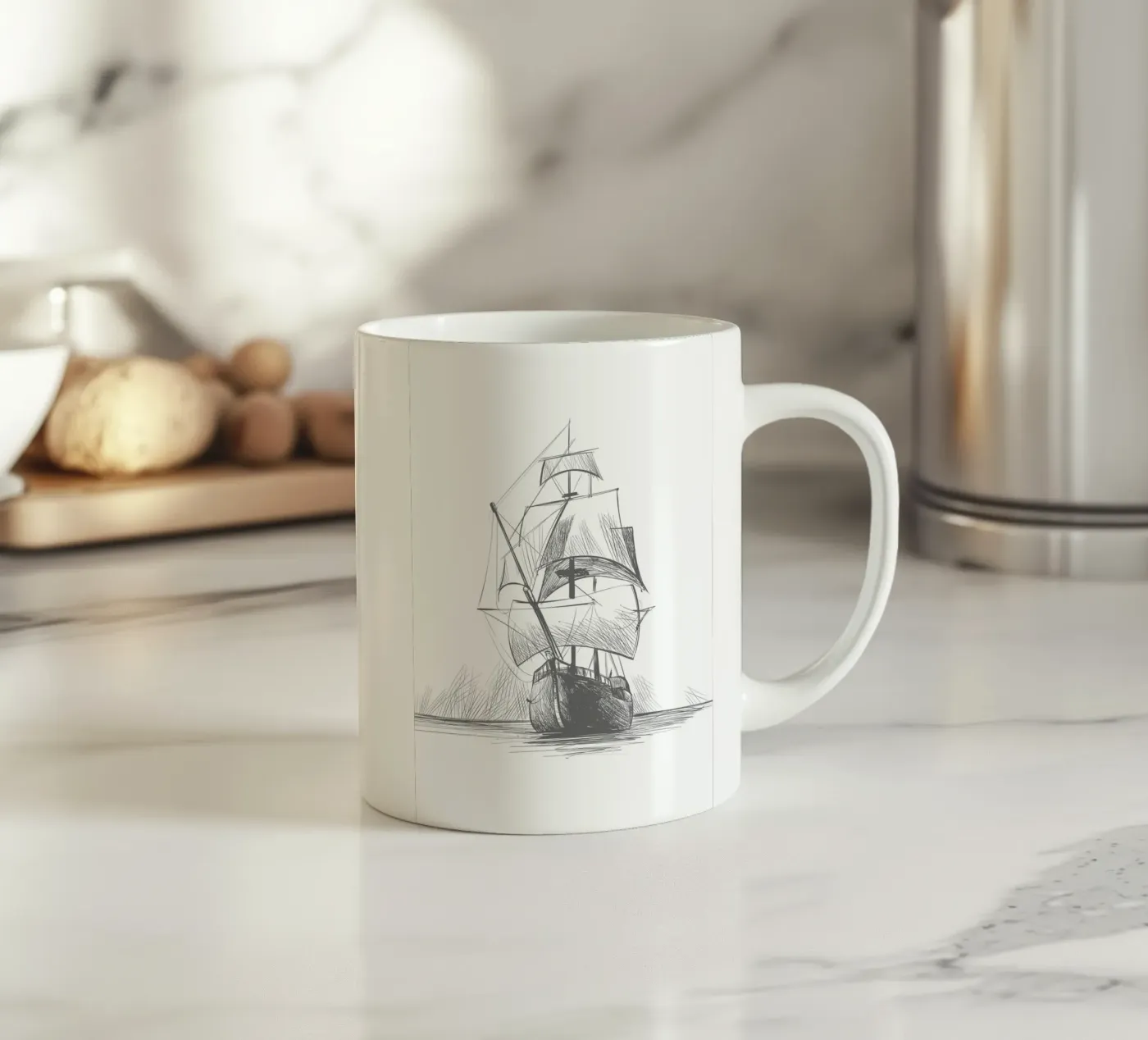 Sailing ship ceramic mug by Urban Art Draw