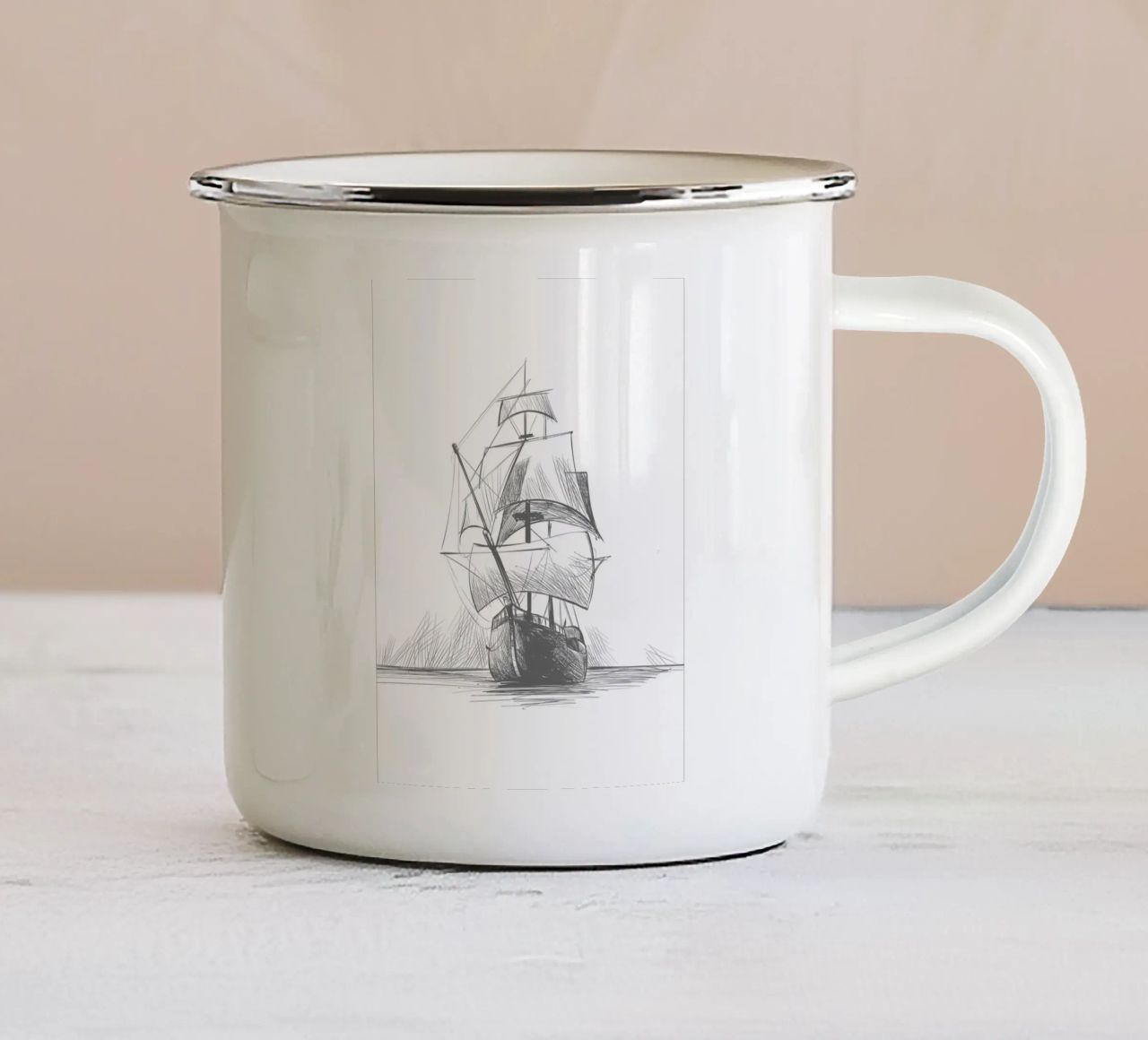 Nave a vela tazza in smalto da Urban Art Draw