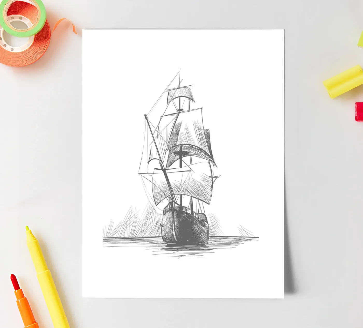 Sailing ship sticker sheet by Urban Art Draw