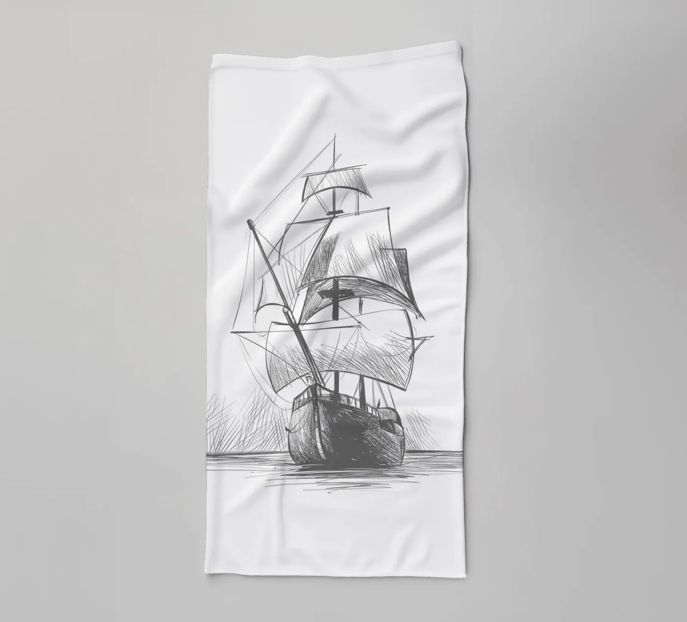 Sailing ship towel by Urban Art Draw