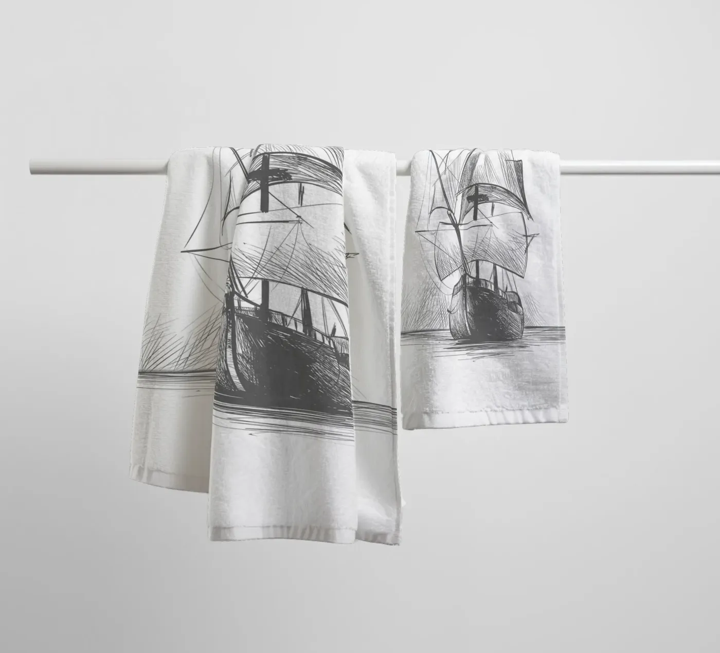 Sailing ship towel by Urban Art Draw