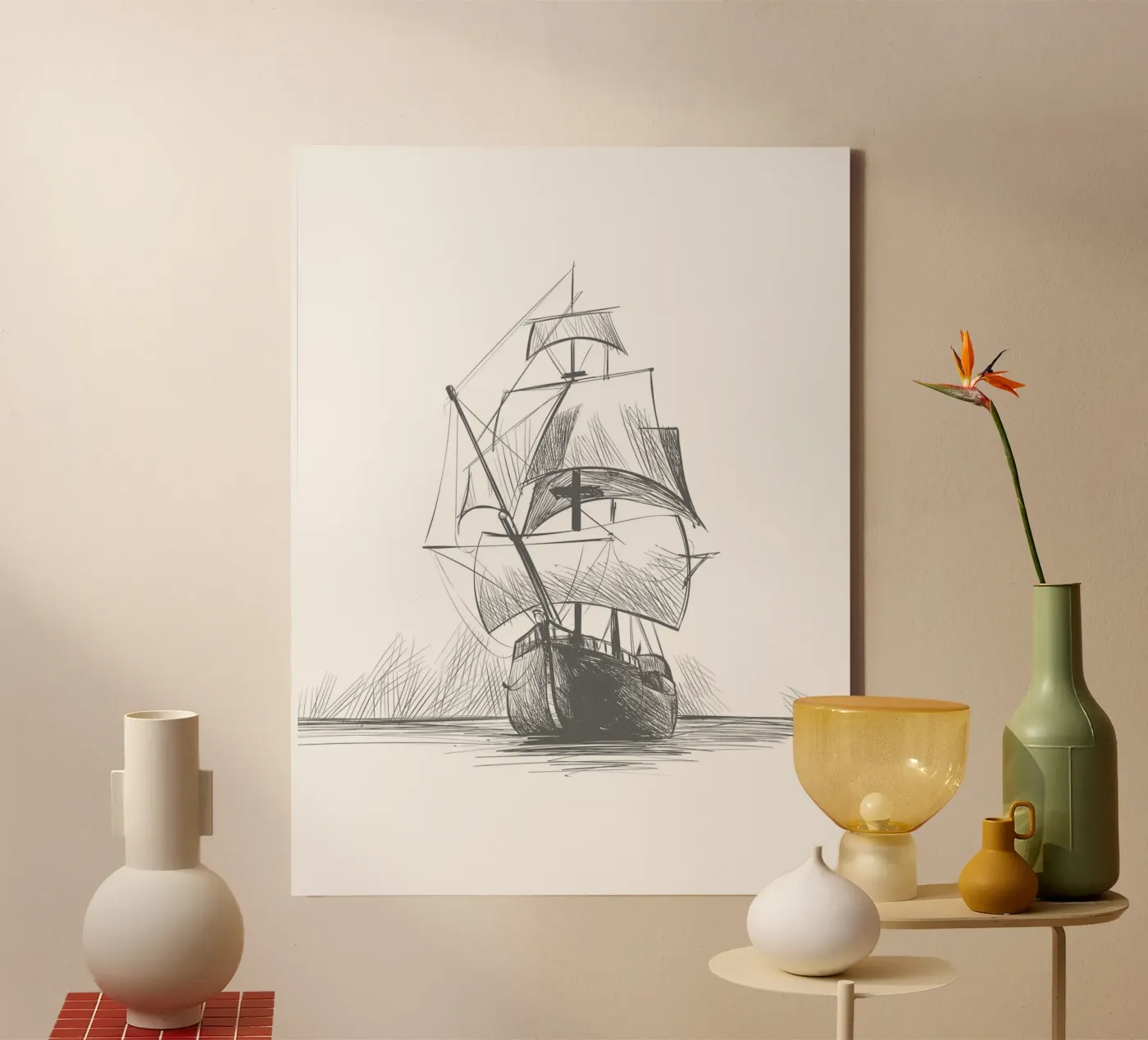 Nave a vela tela da Urban Art Draw
