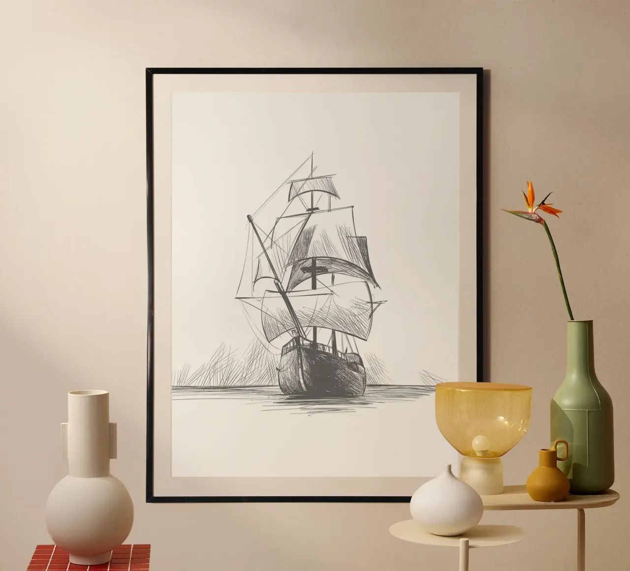 Nave a vela poster con telaio in alluminio da Urban Art Draw