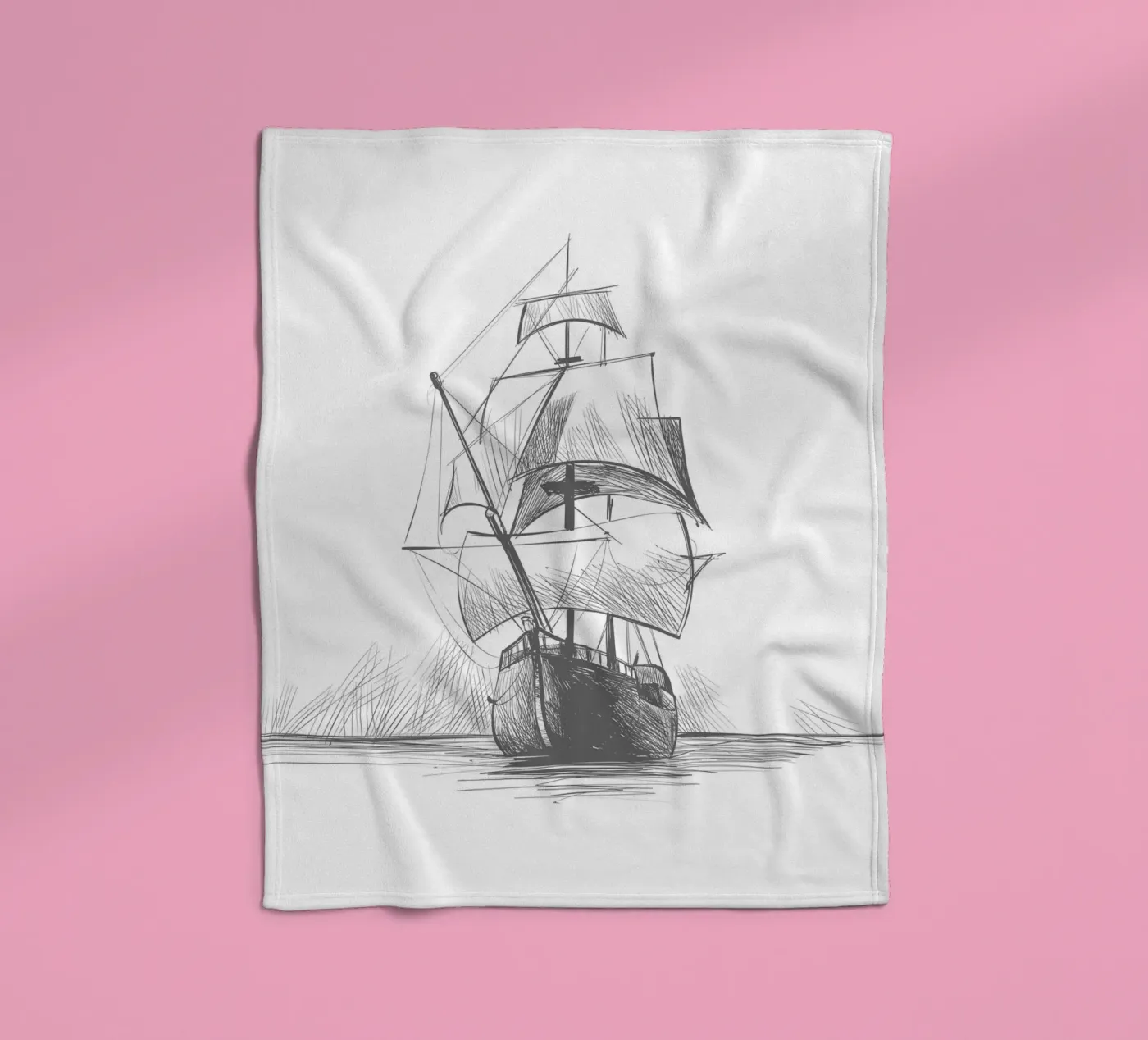 Sailing ship fleecedeken van Urban Art Draw