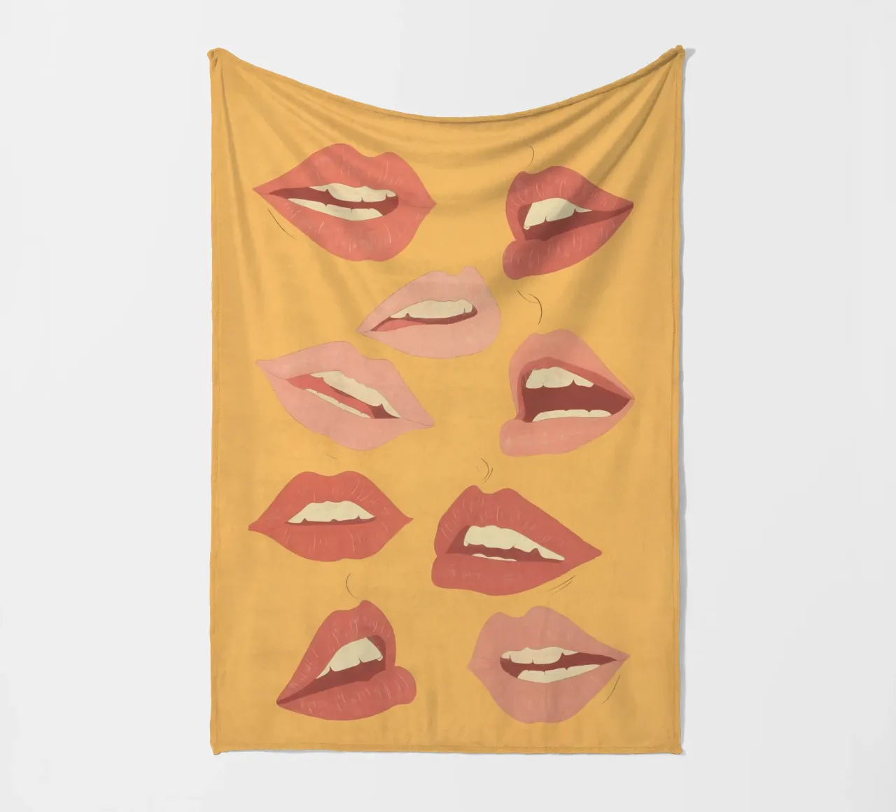 Playful Lips fleece blanket by ThingDesign