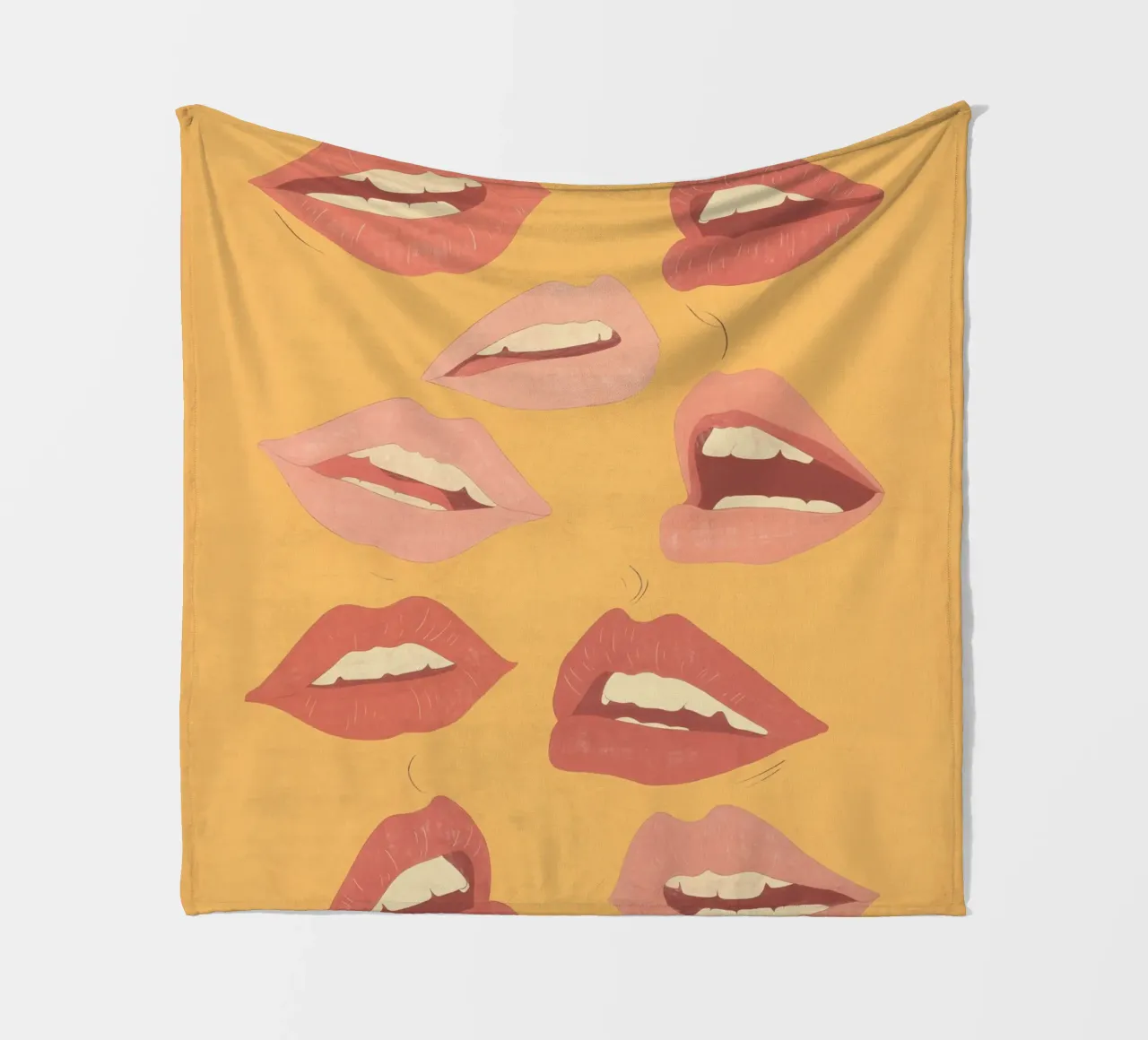 Playful Lips fleece blanket by ThingDesign