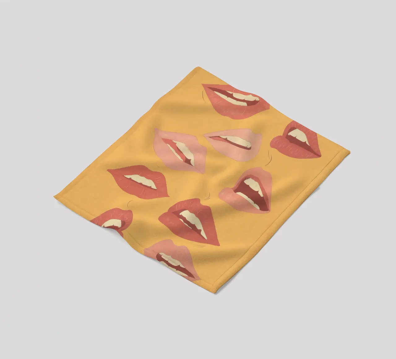 Playful Lips fleece blanket by ThingDesign