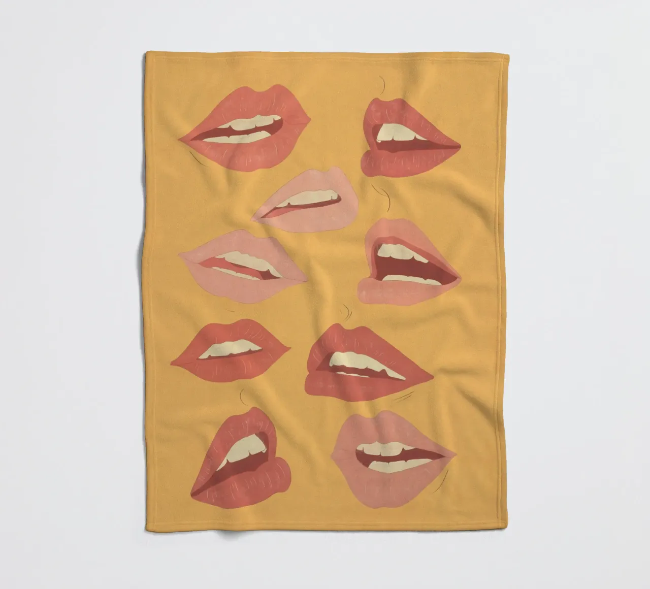 Playful Lips fleece blanket by ThingDesign