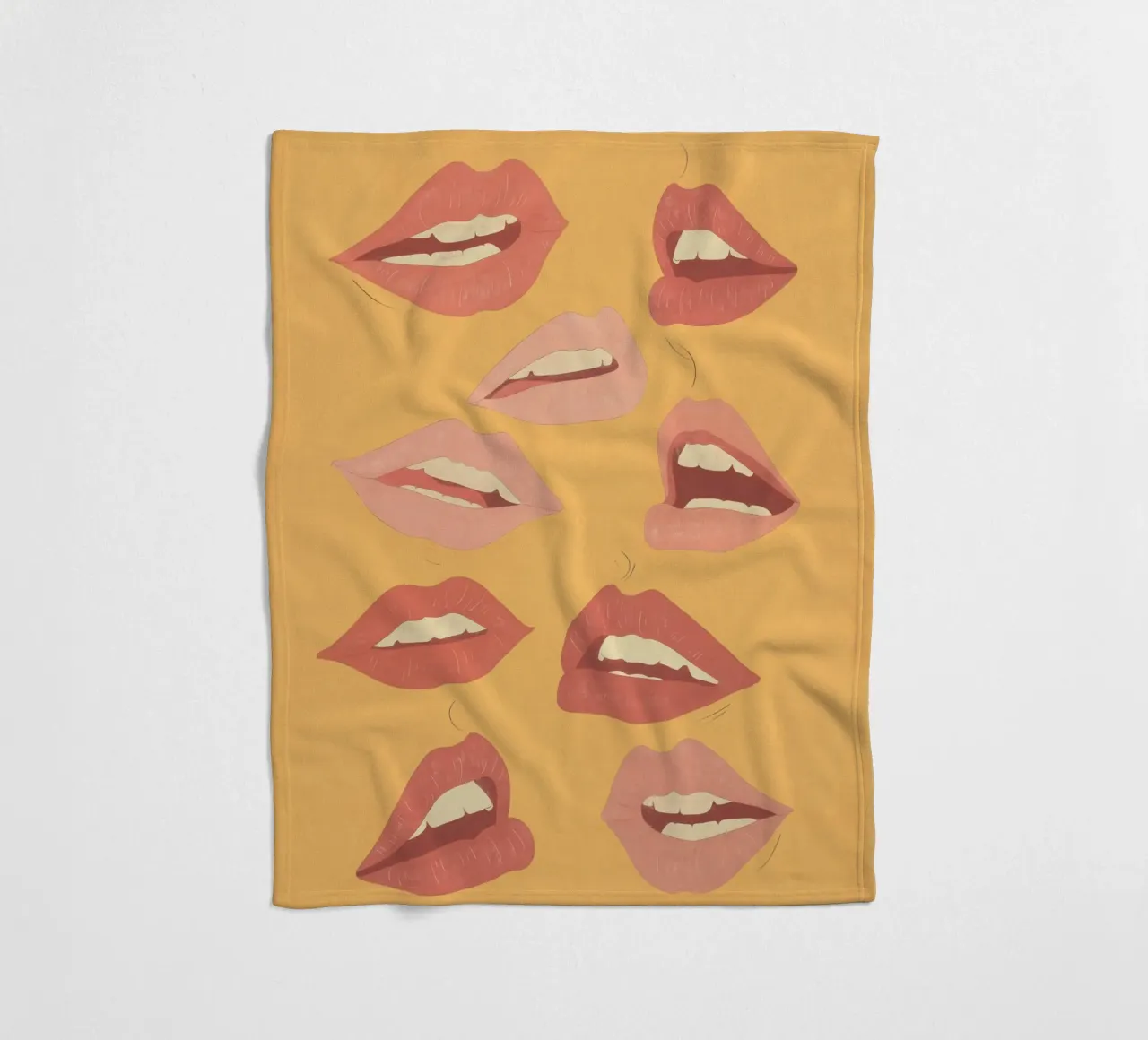Playful Lips fleece blanket by ThingDesign