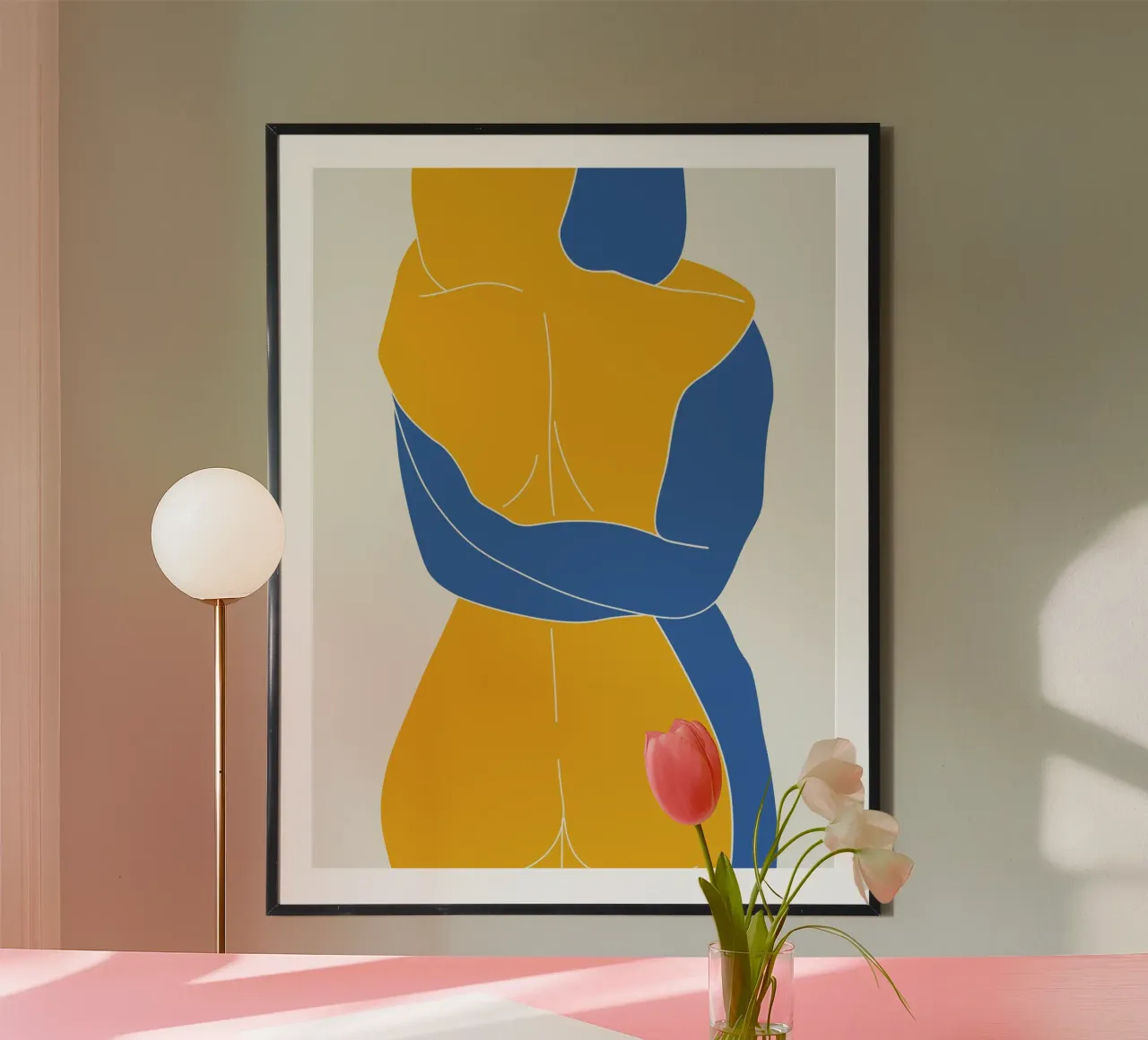 Abbraccio di colori poster con telaio in plastica da Urban Art Draw