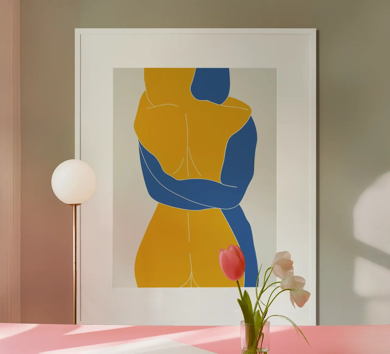 Abbraccio di colori poster con telaio in plastica da Urban Art Draw