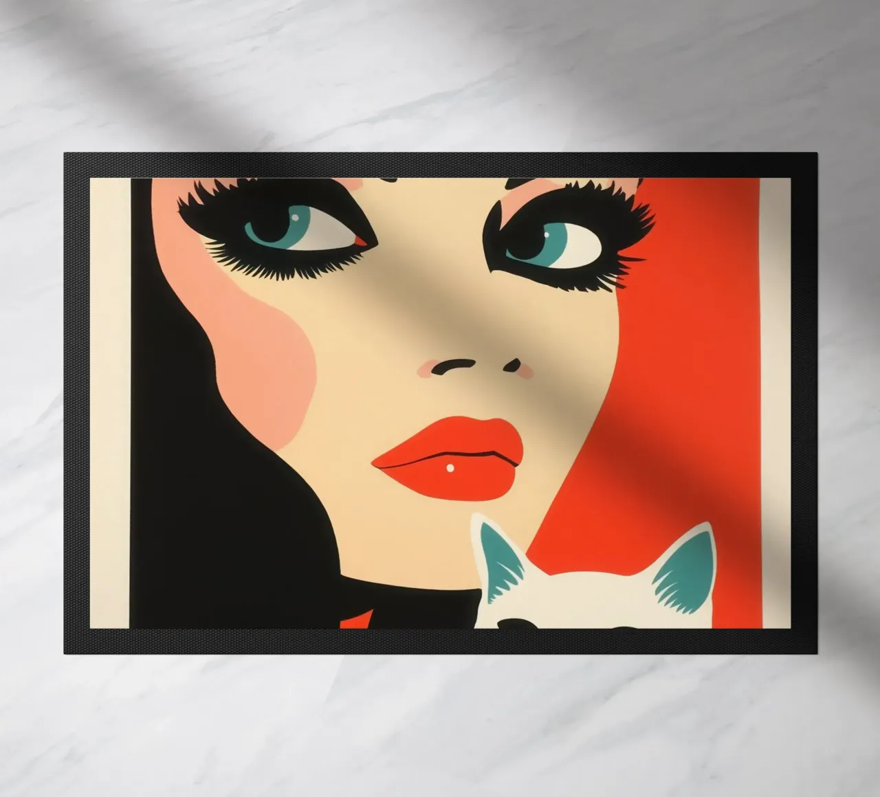 Cat portrait | 60s risograph doormat by Autofocus