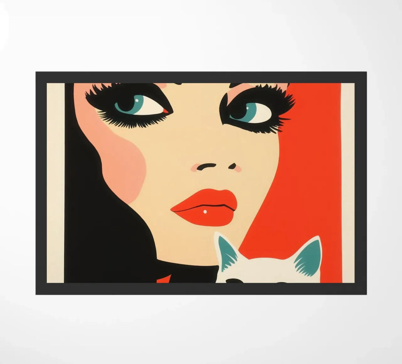 Cat portrait | 60s risograph doormat by Autofocus