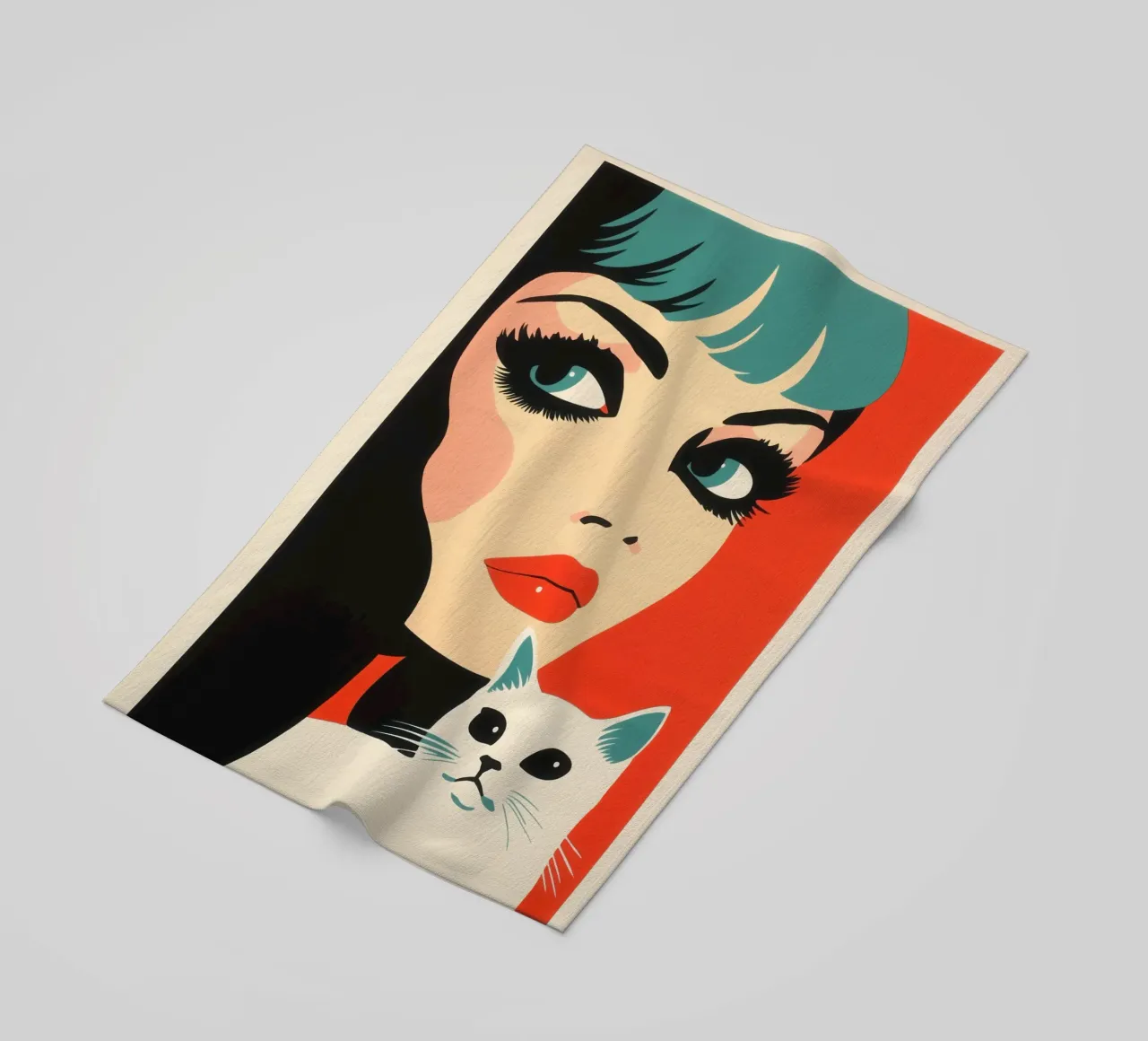 Ritratto di gatto | Risograph anni '60 telo mare da Autofocus