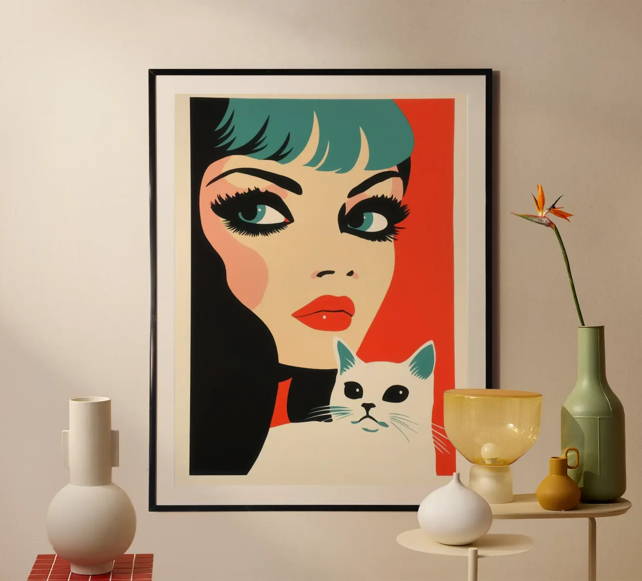 Kattenportret | risograaf uit de jaren 60 poster van Autofocus