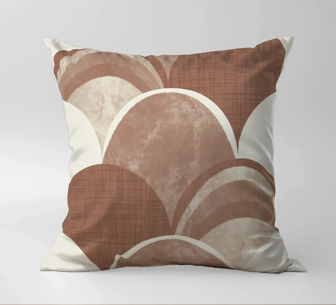 Retro Arch Scallop Mocha Mousse - Mid Century Modern Geo decorative cushion by susanacosta