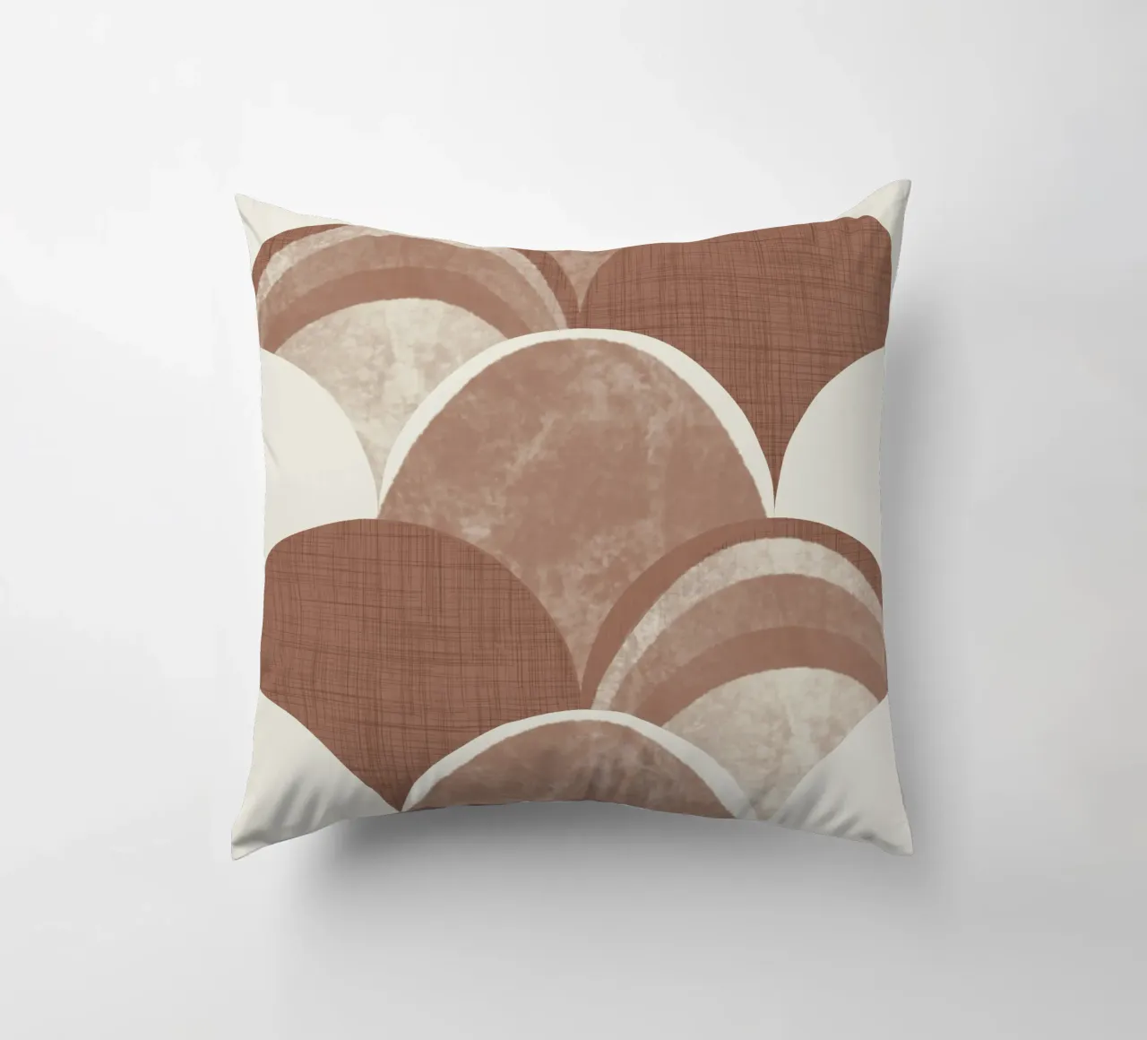 Retro Arch Scallop Mocha Mousse - Mid Century Modern Geo decorative cushion by susanacosta