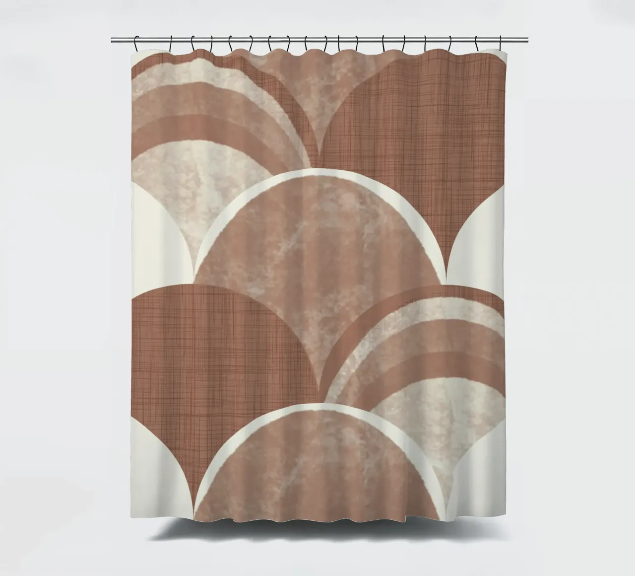 Retro Boog Jacobsschelp Mokka Mousse - Mid Century Modern Geo douchegordijn van susanacosta