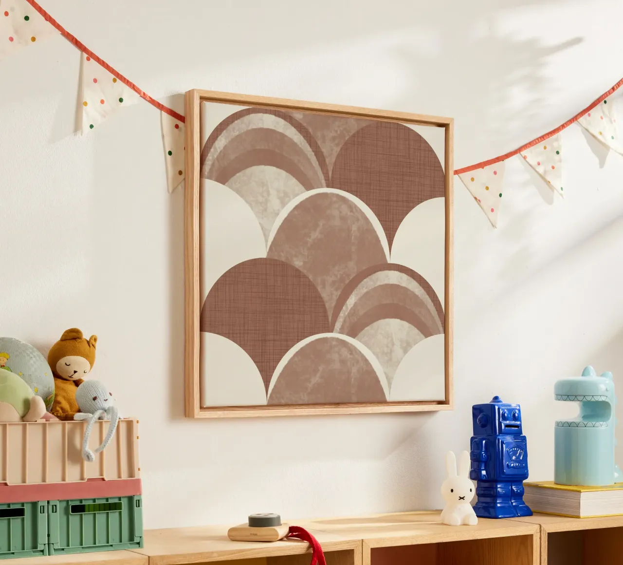 Retro Boog Jacobsschelp Mokka Mousse - Mid Century Modern Geo canvas van susanacosta