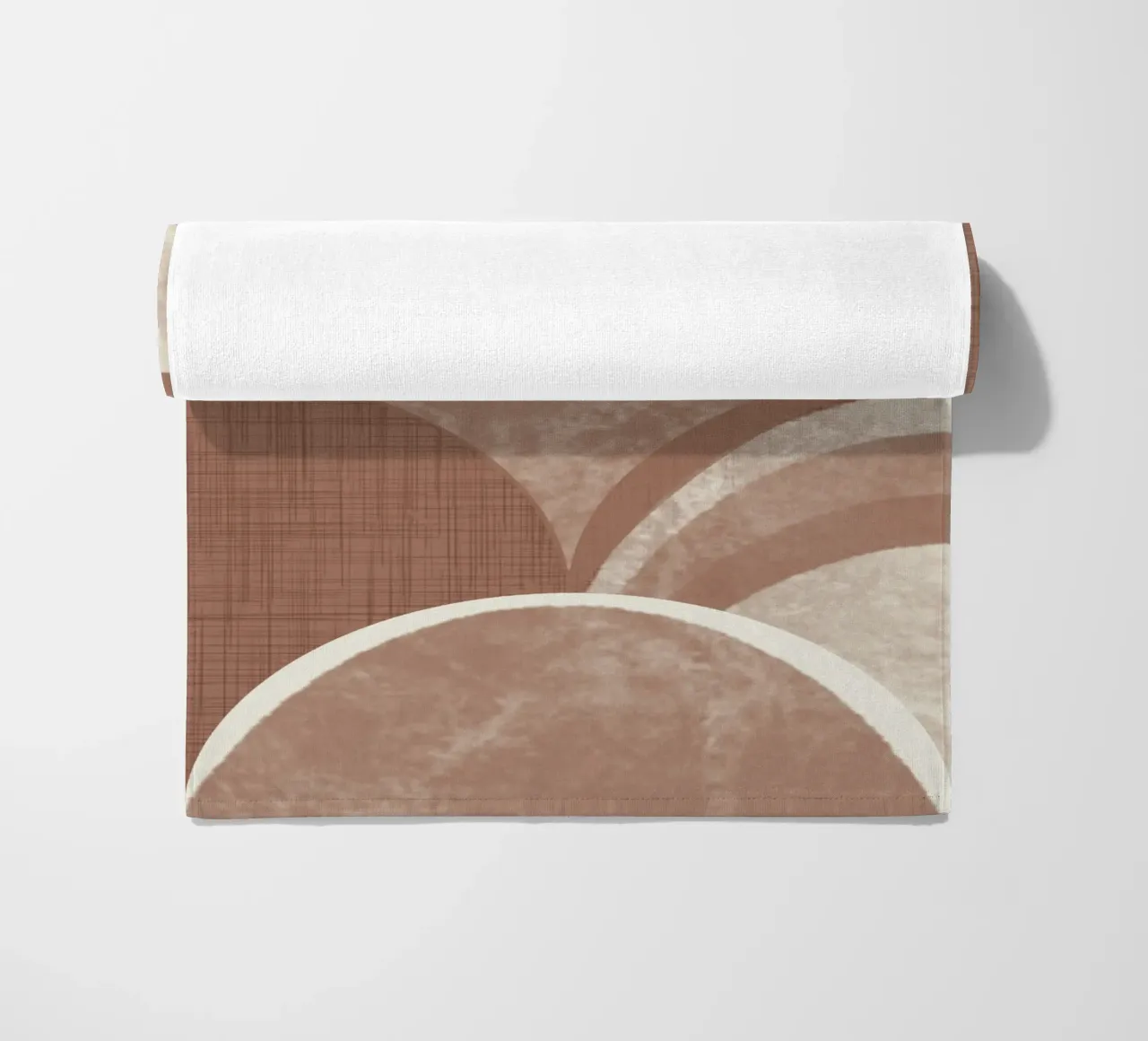 Retro Boog Jacobsschelp Mokka Mousse - Mid Century Modern Geo strandhanddoek van susanacosta