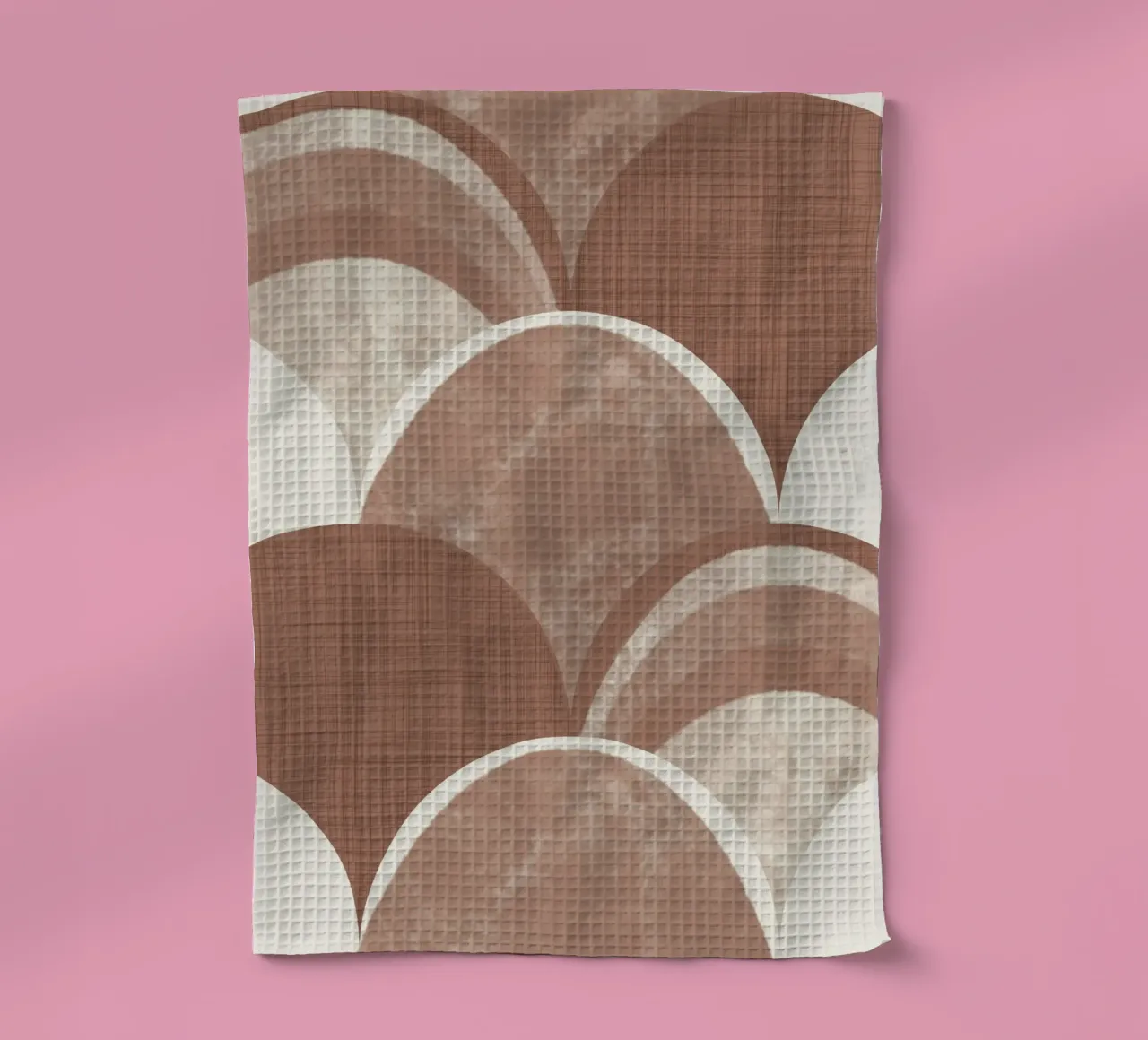 Retro Boog Jacobsschelp Mokka Mousse - Mid Century Modern Geo theedoek van susanacosta