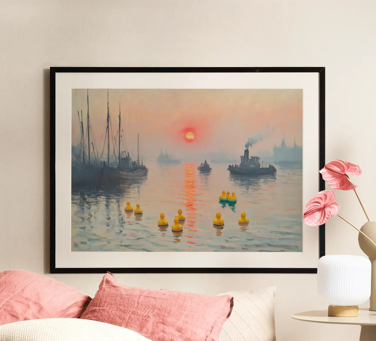 Morning Quack poster with wooden frame by Dikhotomy