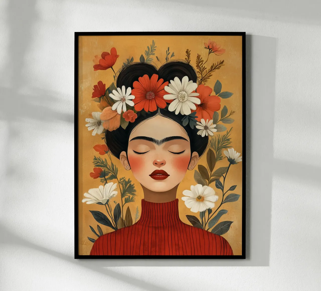 Frida Kahlo jeune poster with wooden frame by DWA