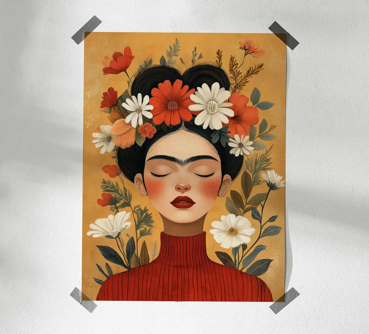 Frida Kahlo jeune poster with wooden frame by DWA