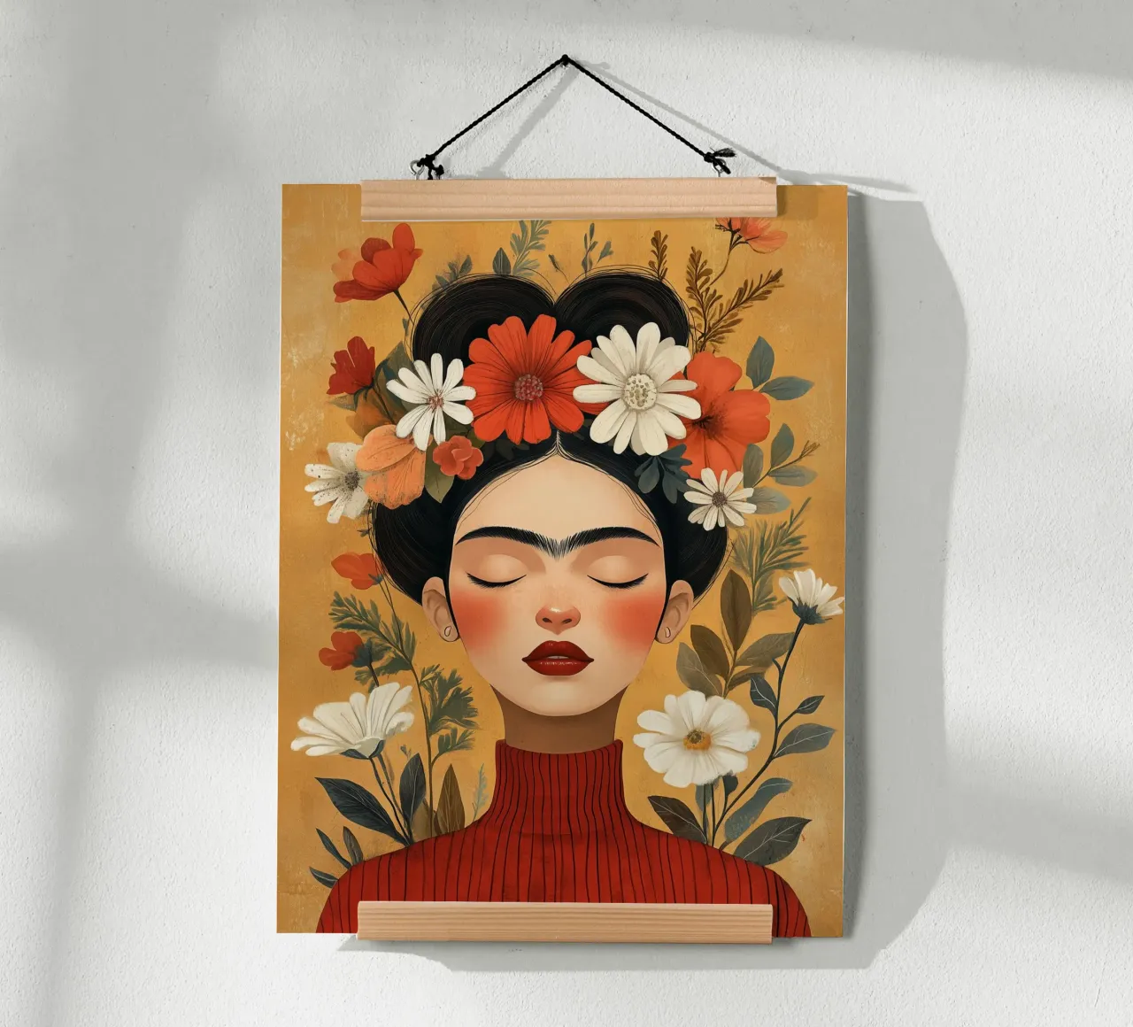 Frida Kahlo jeune poster with wooden frame by DWA
