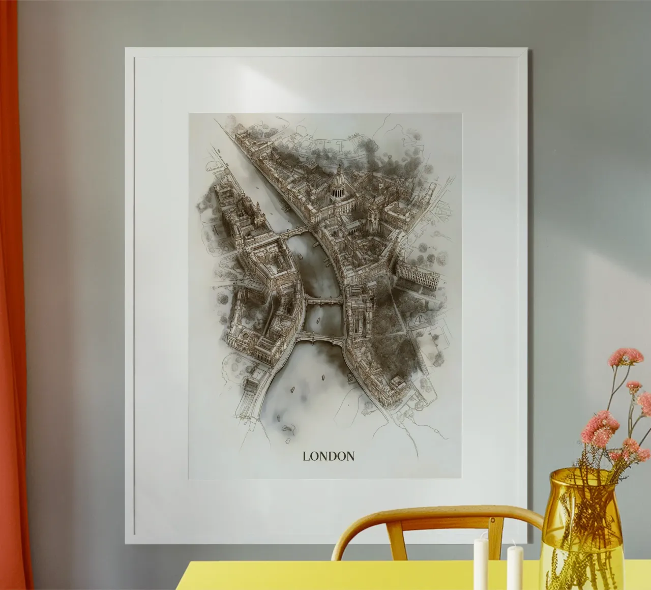 Vista aerea di Londra poster con telaio in plastica da DWA