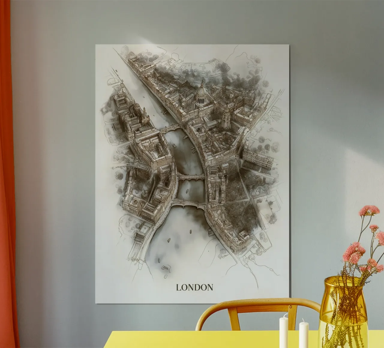 Vista aerea di Londra poster con telaio in plastica da DWA