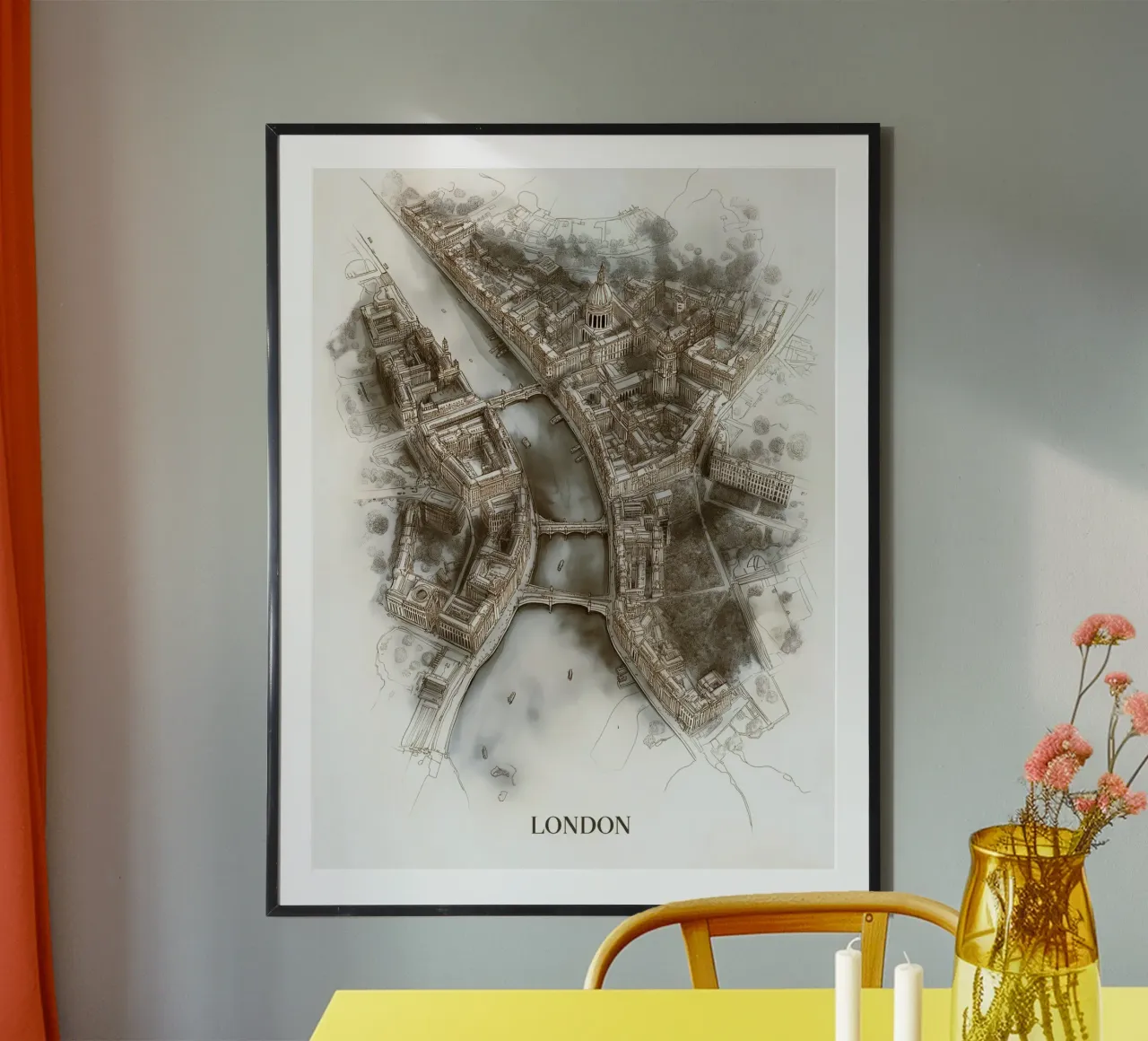 Vista aerea di Londra poster con telaio in plastica da DWA