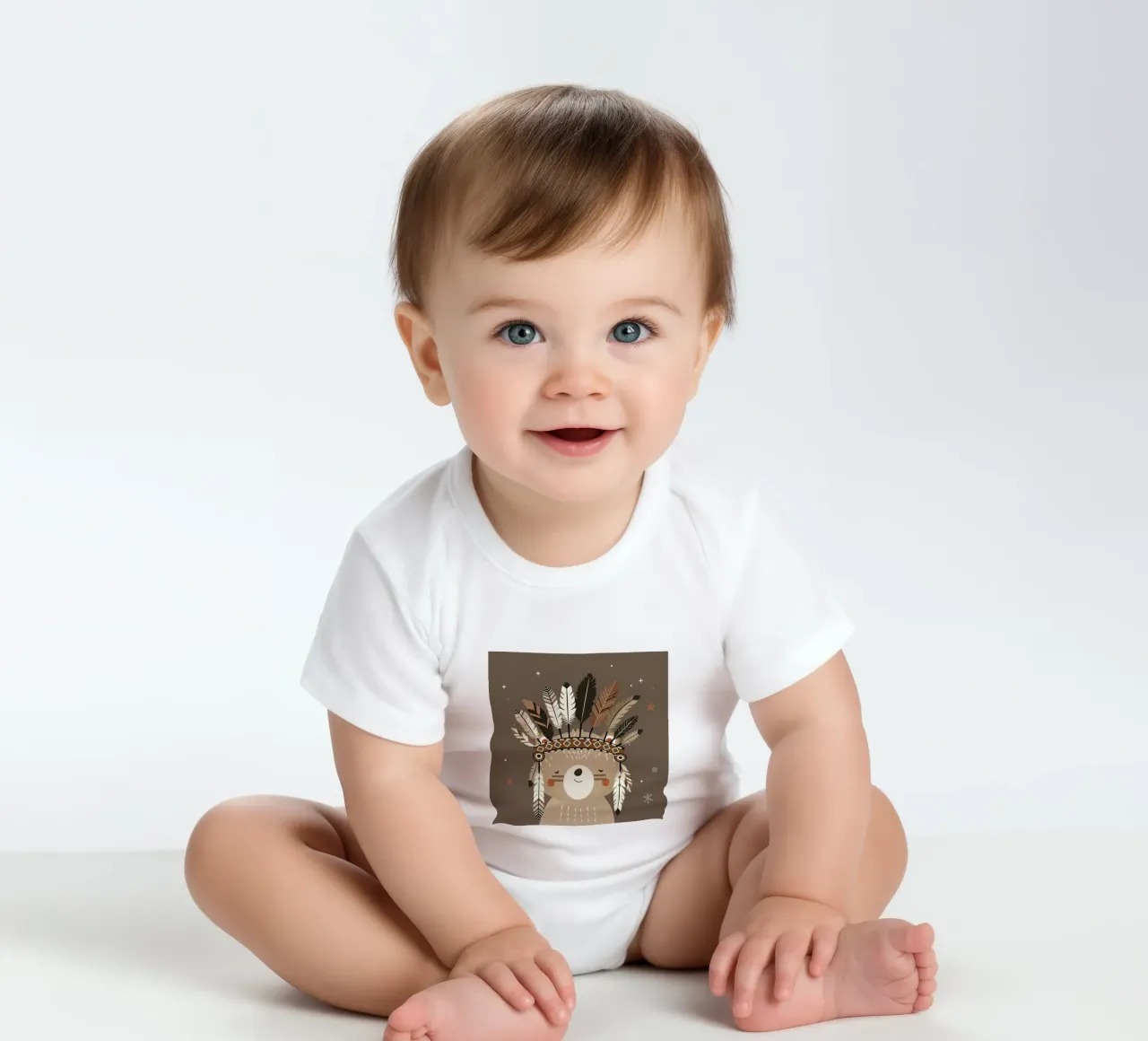 Gioielli con orso e piume - Design morbido con fascino boho body neonato maniche corte da namosh