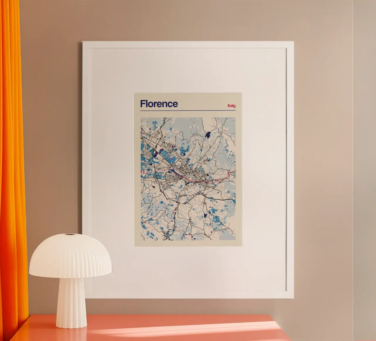 Fili di Firenze poster con telaio in alluminio da MOOODZART