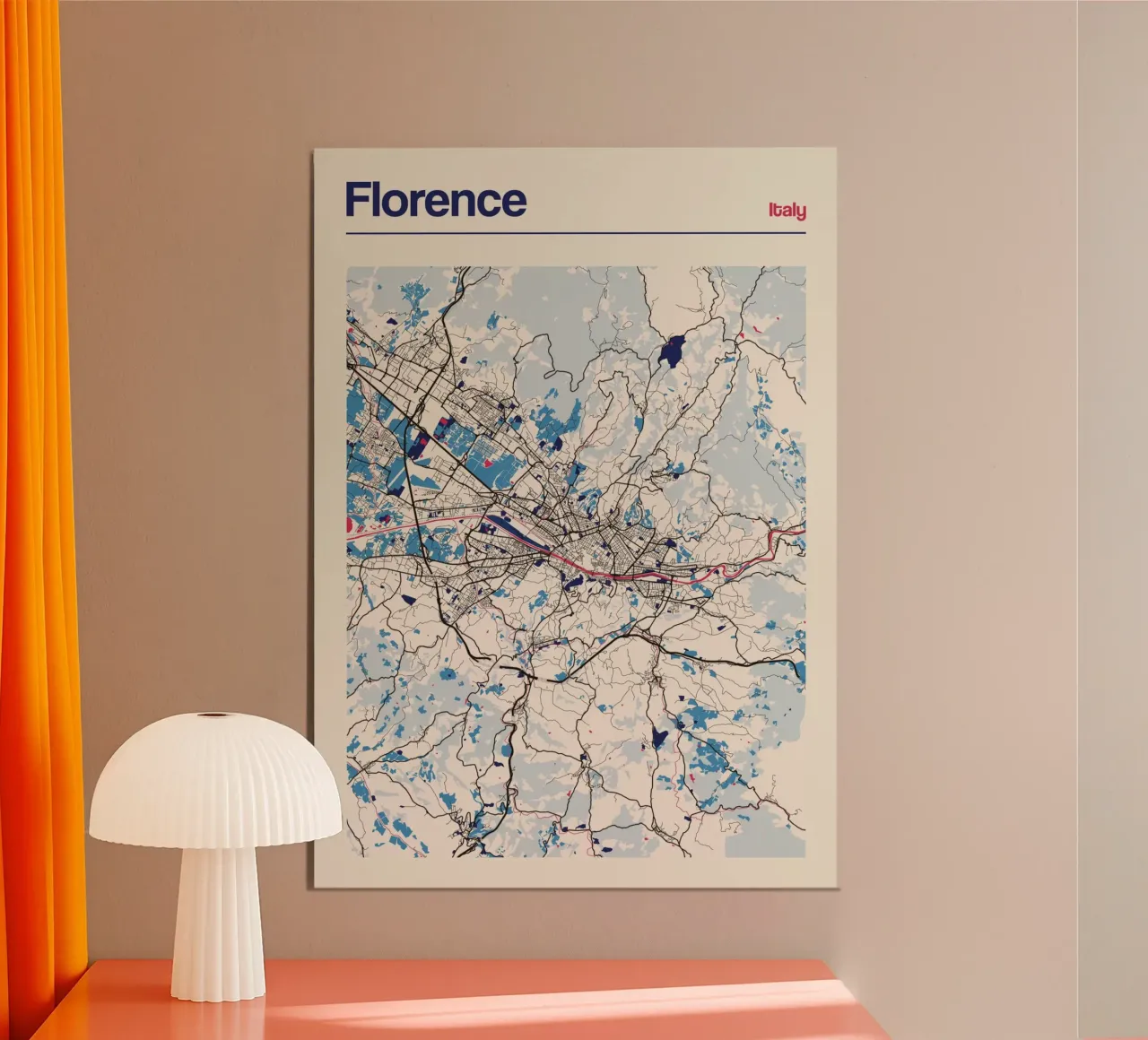 Fili di Firenze poster con telaio in alluminio da MOOODZART