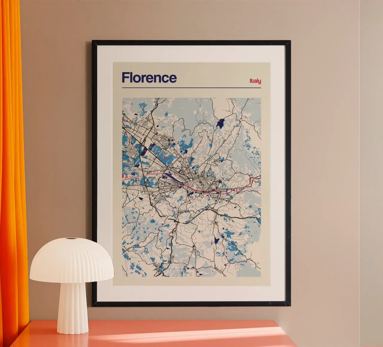 Fili di Firenze poster con telaio in alluminio da MOOODZART