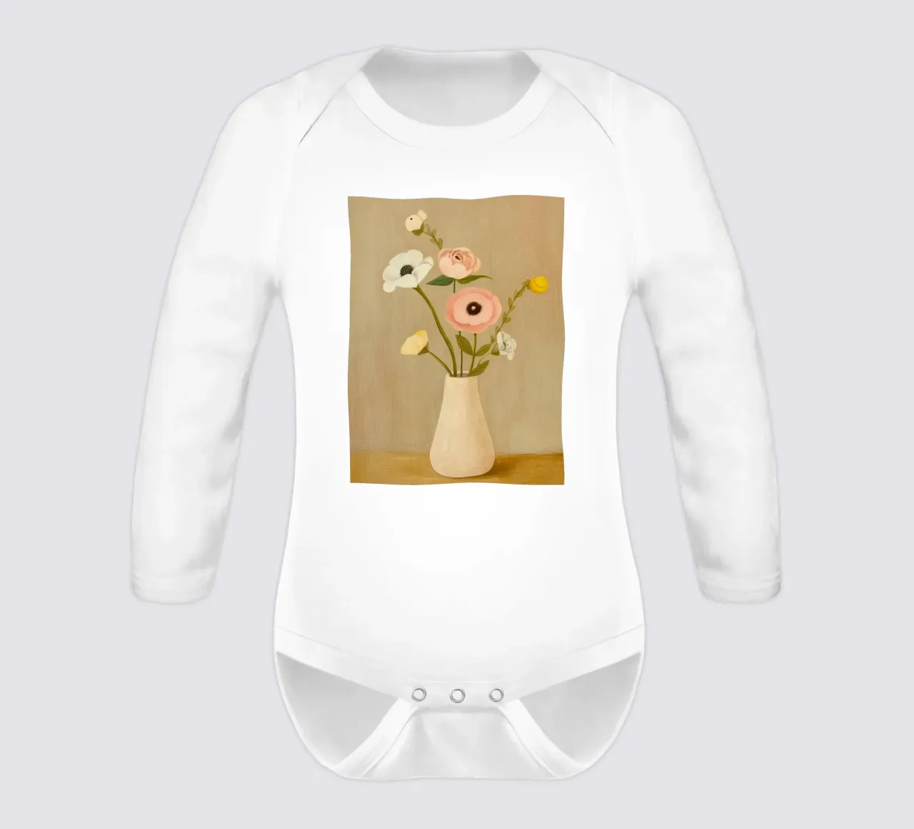 Zarte Blumen Langarm Babybody von Rustic Grace Studio 02