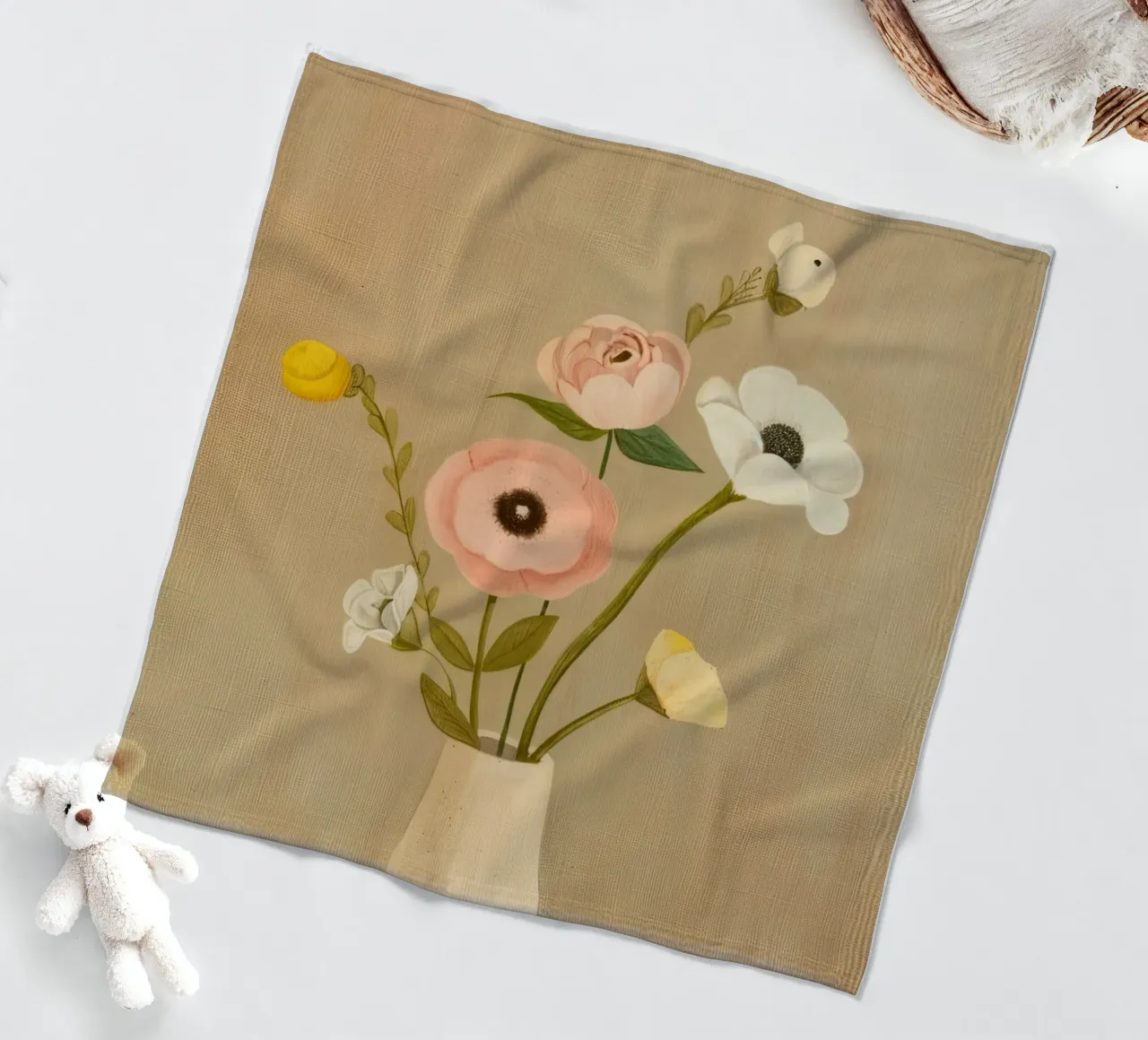 Soft Flowers fleece blanket by Rustic Grace Studio 02