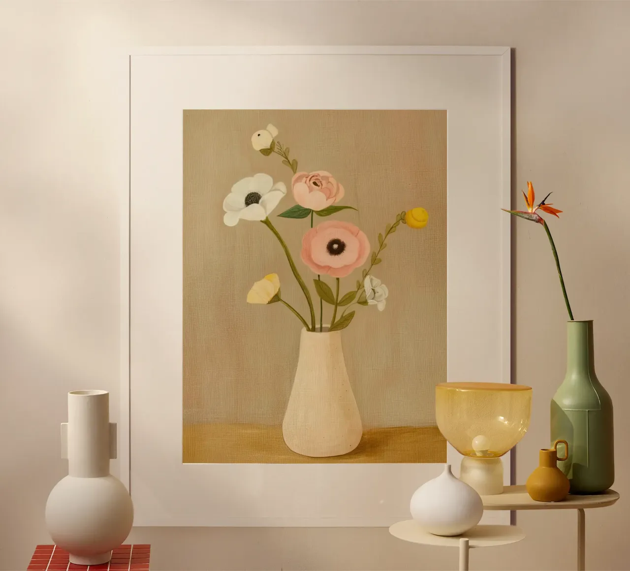 Fiori morbidi poster con telaio in legno da Rustic Grace Studio 02