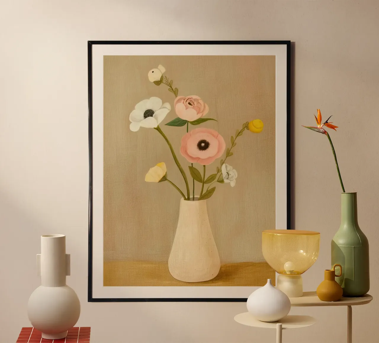 Fiori morbidi poster con telaio in legno da Rustic Grace Studio 02