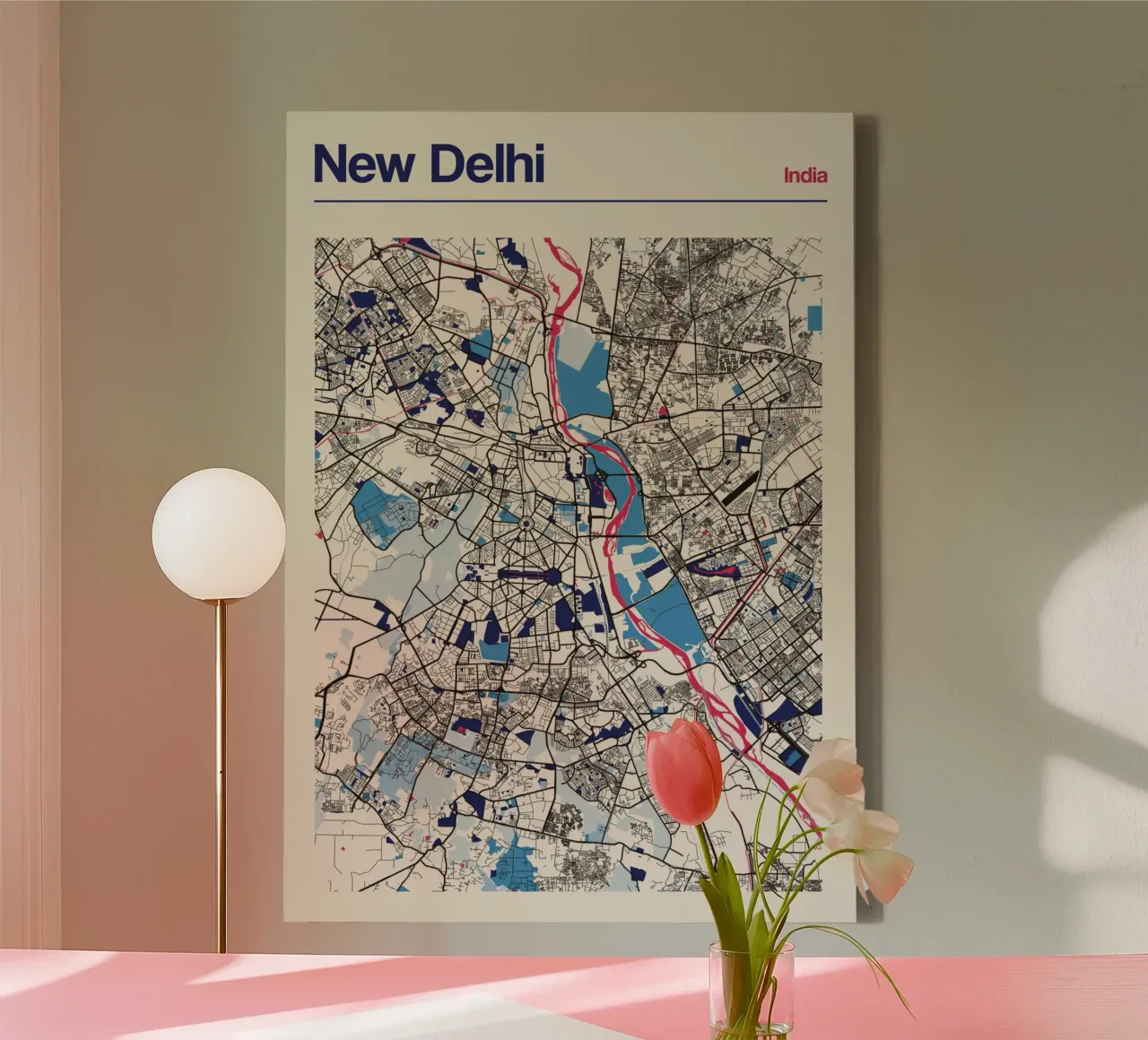 Linee di Nuova Delhi tela con Cornice a cassetta da MOOODZART