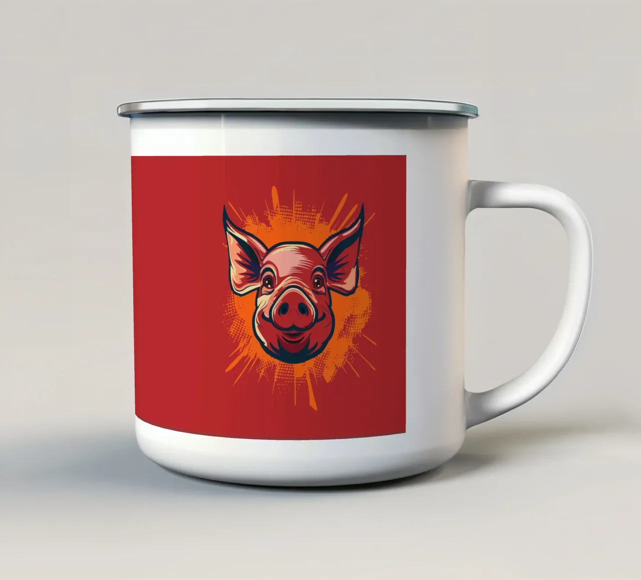 Pig enamel mug by Too Graphic