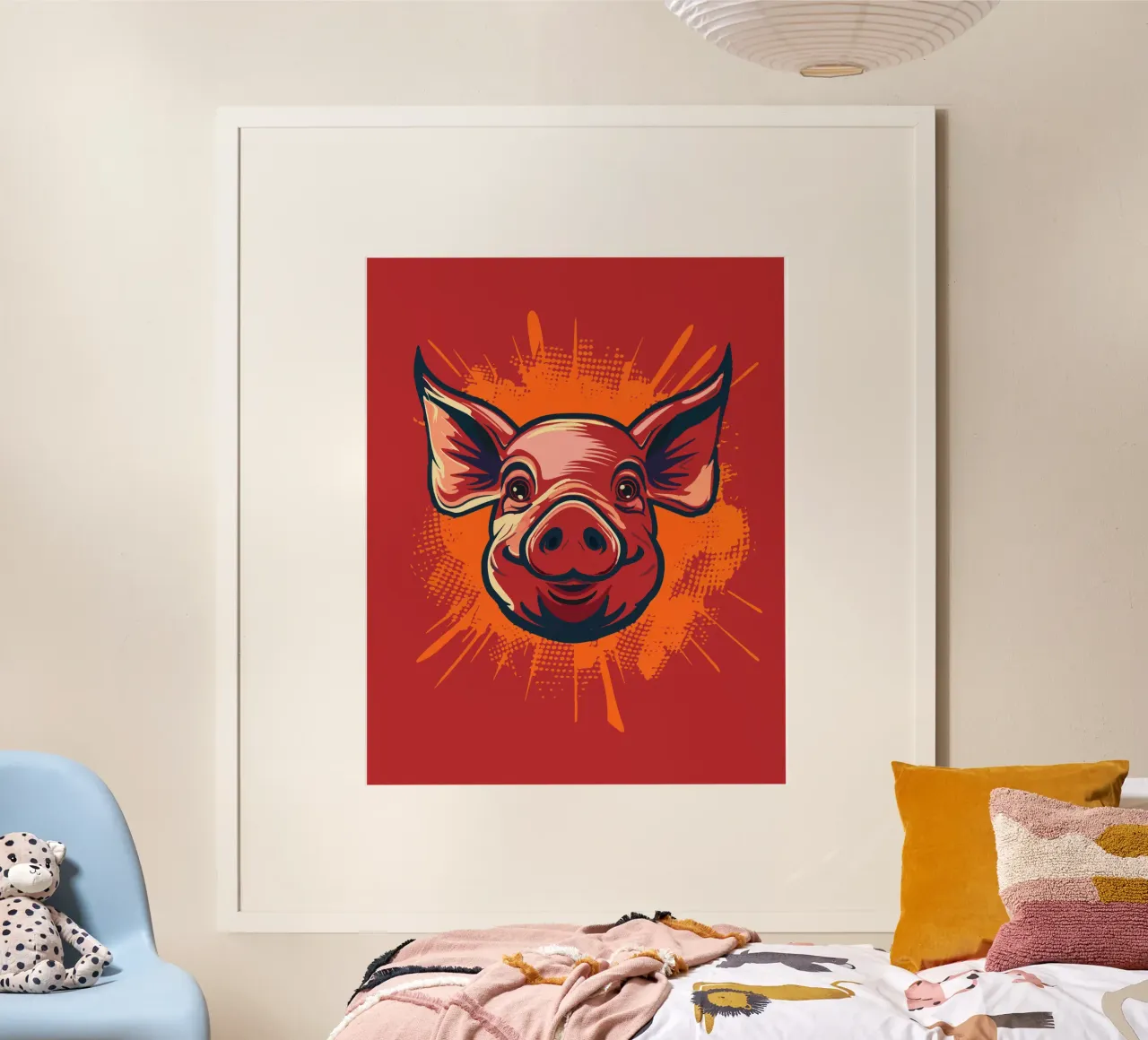 Pig poster van Too Graphic