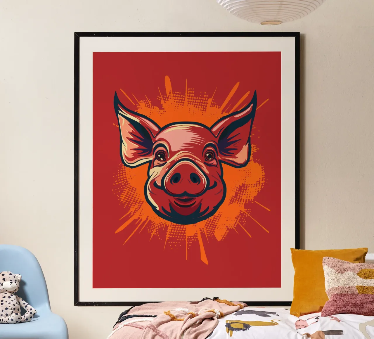 Pig poster van Too Graphic